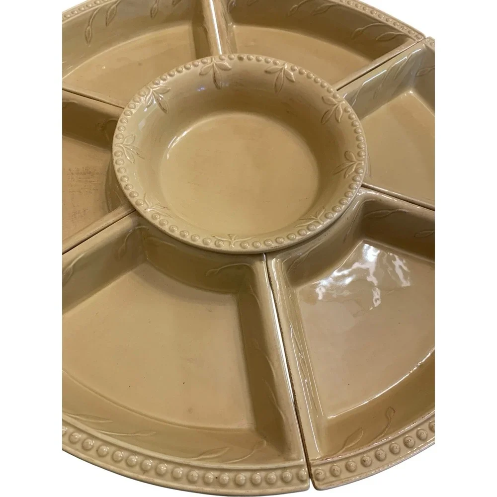 Signature Sorrento Wheat Gold 7 Piece Lazy Susan by Debby Segura 2006 Large 20